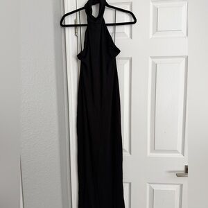 Elegant Black Halter Neck Dress Naked Wardrobe XL Backless